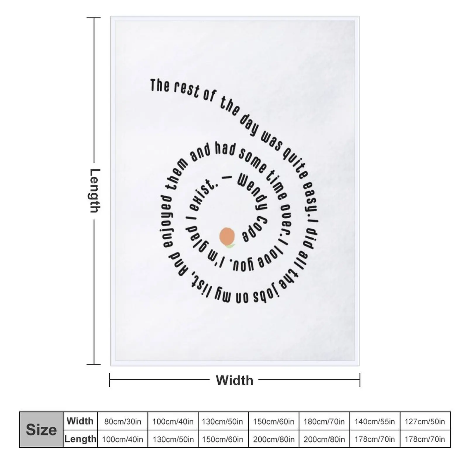 The Orange Wendy Cope | Spiral Quote Throw Blanket Polar Softest Blankets