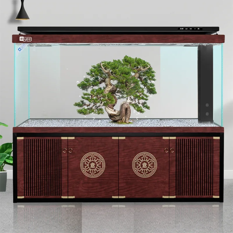 Glass Fish Tank Aquarium Arowana Large Fish Tank Golden Five-line Ultra-white Crystal Aquariums & Accessories 150*60*155cm