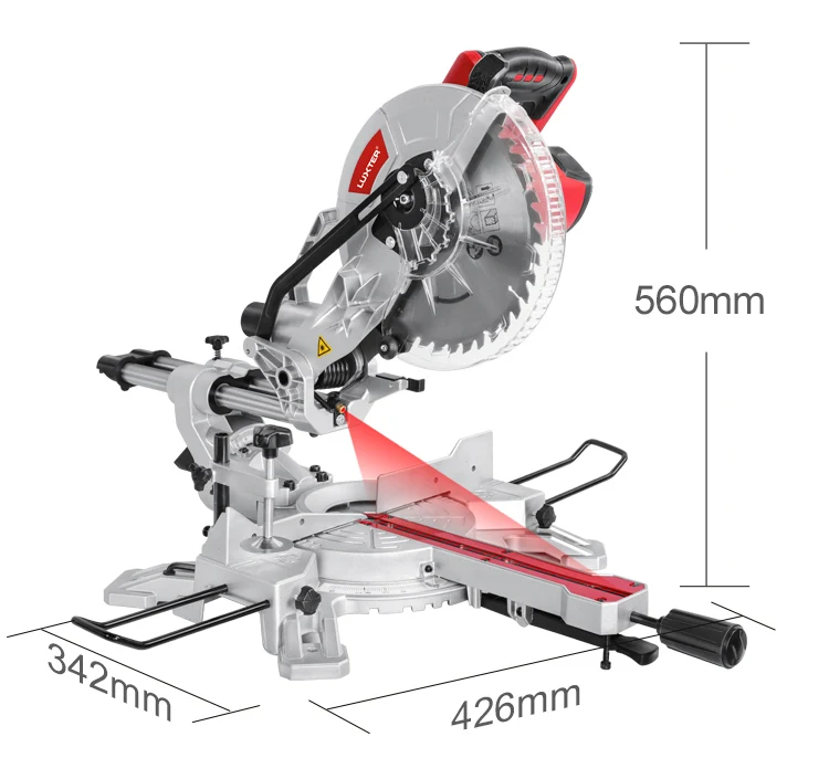 LUXTER 1800W 255mm(10 inch)  Compound Sliding Miter saw Single Bevel With  Mitre Saw For Woodworking And Aluminium Cutting