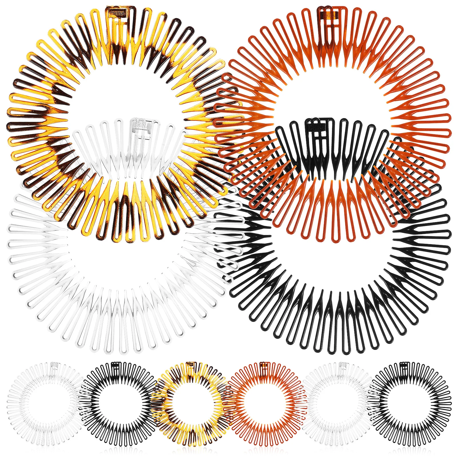 

10 Pcs Comb Hair Care Product Circular Plastic Stretch Headband Spring Holder Diy Combs for