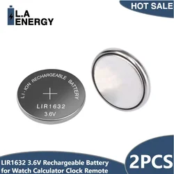 2PCS LIR1632 3.6V 35mAh Rechargeable Lithium Button Battery Replace CR1632  Coin Cell for Watch Calculator Clock Remote 1632