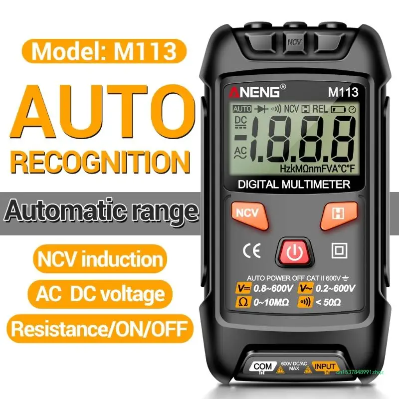 M113 Multimeter Resistance NCV Meter 1999Count with On Off Beeps Auto Identity Data Retention Auto Off