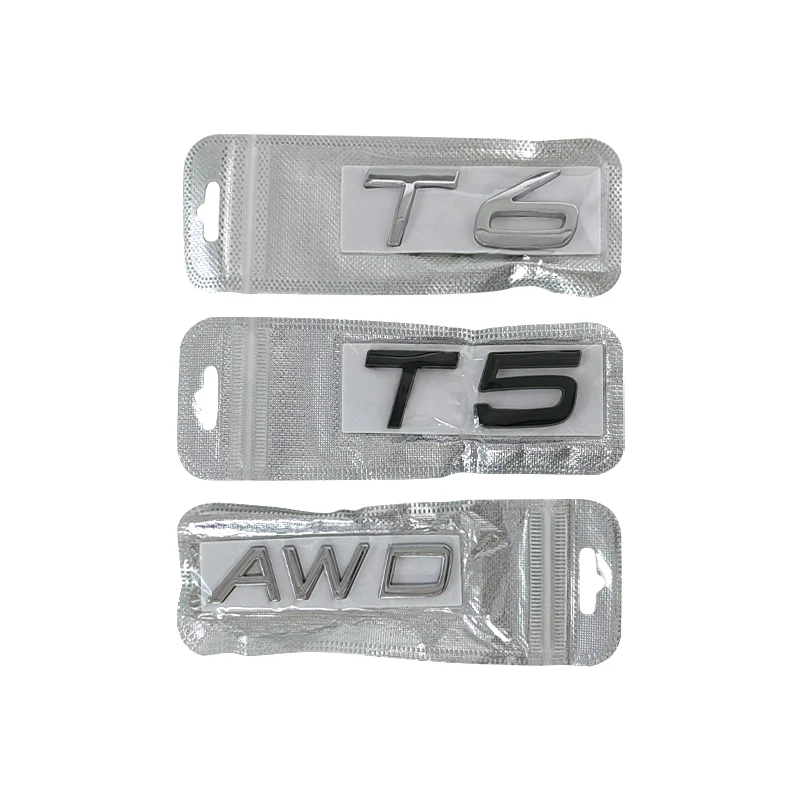 3d Metal T5 Logo T6 Emblem AWD Letters Car Trunk Badge For S60 C30 850 S40 V40 V70 XC60 V50 S70 C70 V90 T5 T6 AWD Sticker