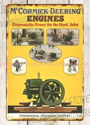 1920s McCormick-Deering Engine farm tractor IHC agriculture tin sign wall art