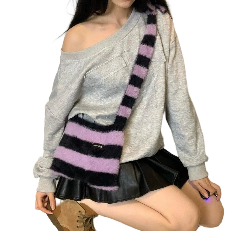 Hot Girl Sweet Cool Style Hut Stern gestreifte Plüsch-Strickmütze Vielseitig für Herbst und Winter – Detail 10