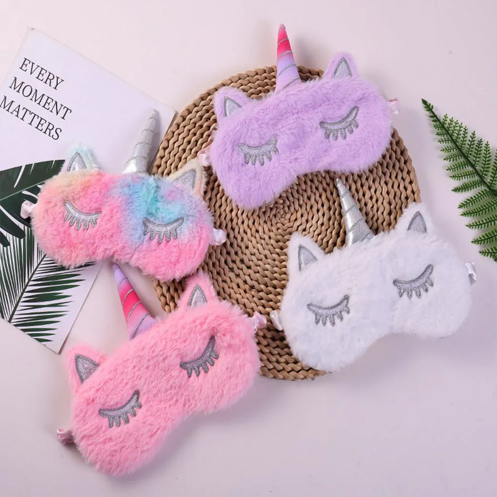 Cute Unicorn Eye Patch Comfortable Elastic Band Sleep Mask Blocks Light Aid for Travel Train Meeting