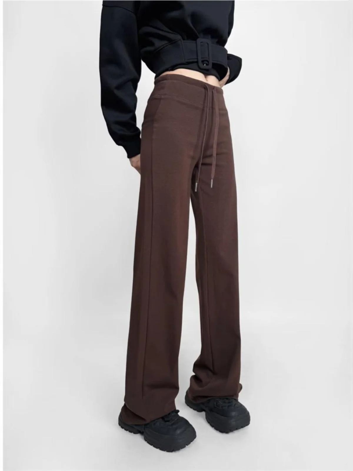 캐주얼 요가 스포츠 팬츠 여성 와이드 레그 팬츠 드레이핑 슬리밍 가을 겨울 그레이 롱 팬츠 루즈핏 바지