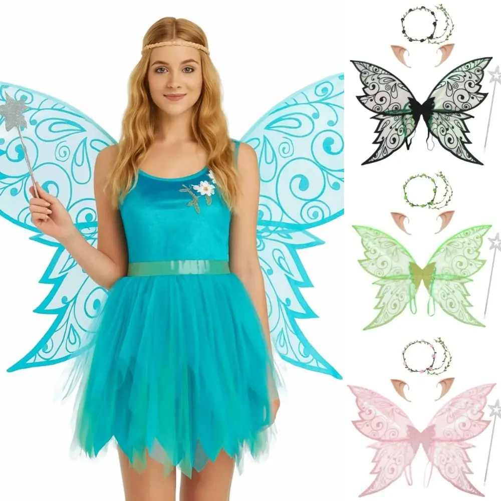 

Fancy Butterfly Fairy Elf Wings Back Decoration Sparkling Halloween Cosplay Party Props Fairy Wand Dress Up Costume Wings