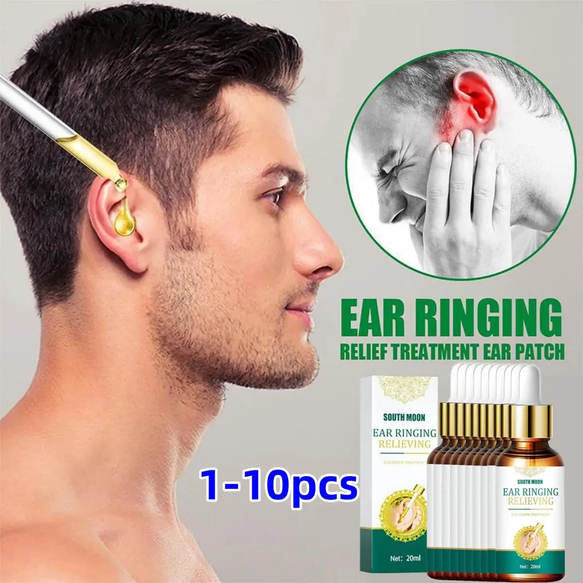 1-10pcs Ear Ringing Relieving Drops Treatment Ear Hard Tinnitus Hearing Symptoms Care Earache Health Alleviate unisex