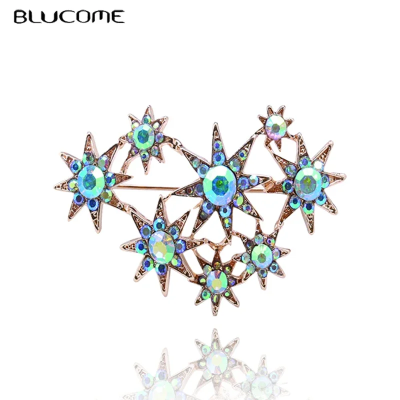 

Blucome Starry Sky Brooch Colorful Enamel Gold-color Women Brooches for Party Bag Ladies Pins Corsage Clips