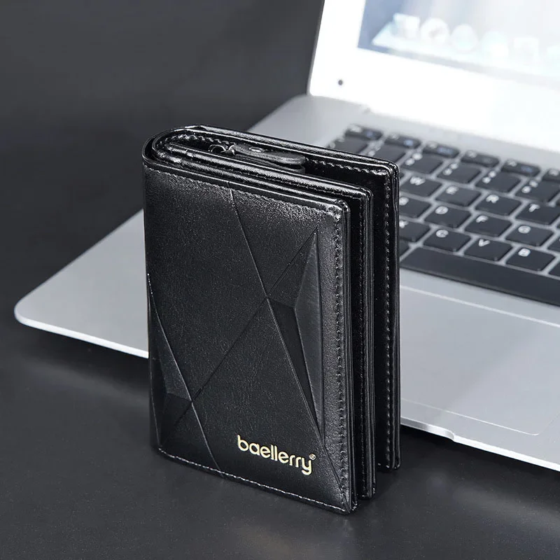 

2024 PU Leather Men Wallet Luxury Male Purse Zipper Hasp Card Holders Coin Pocket Rfid Wallets Gifts for Men Money Bag Business