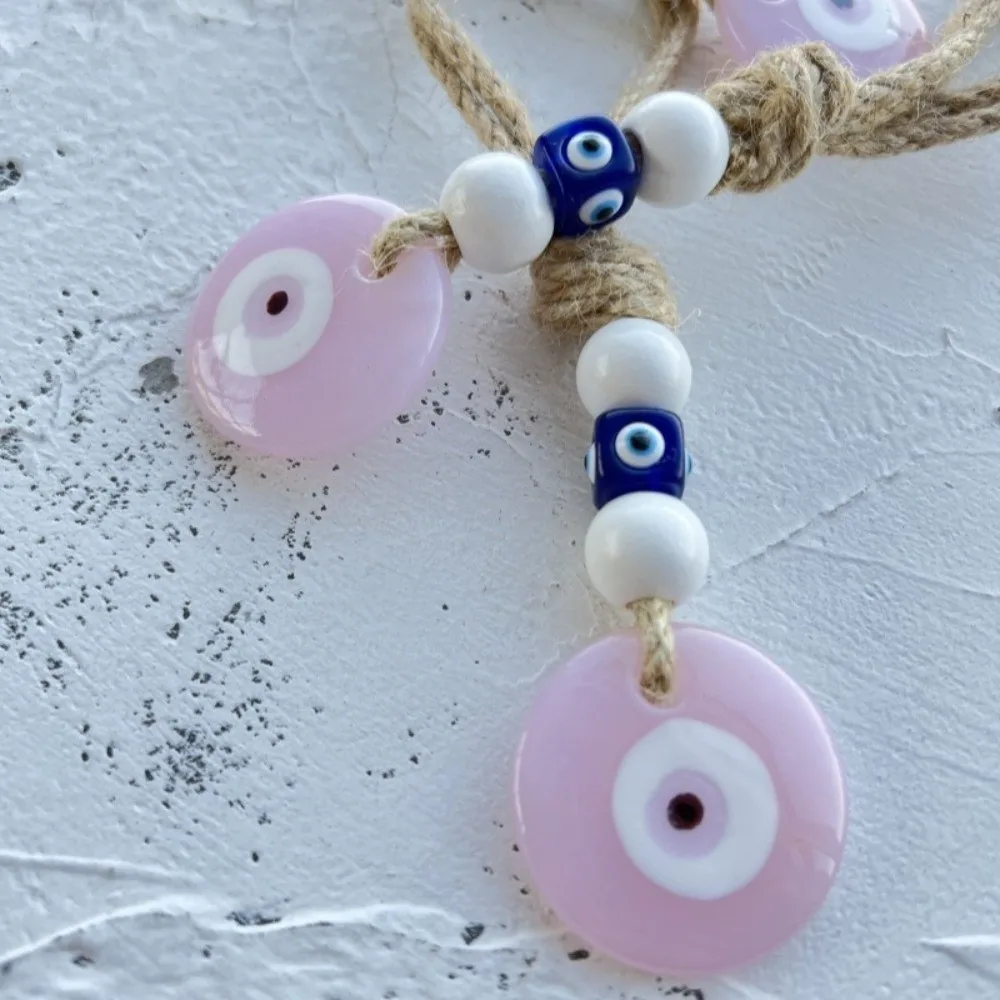Blue Turkish Demon Eye Pendant Multi Color Glass Pendant Bead Keychain Bohemian Transparent Bead Lucky Eye Keyring