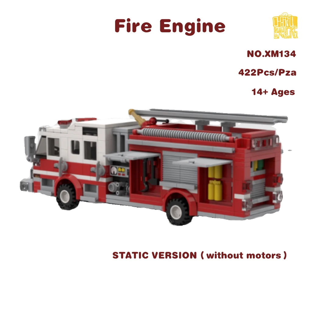 MOC XM134 Fire Engine Truck Model With PDF Drawings Building Blocks Bricks Kids DIY Toys Birthday Christmas Gifts