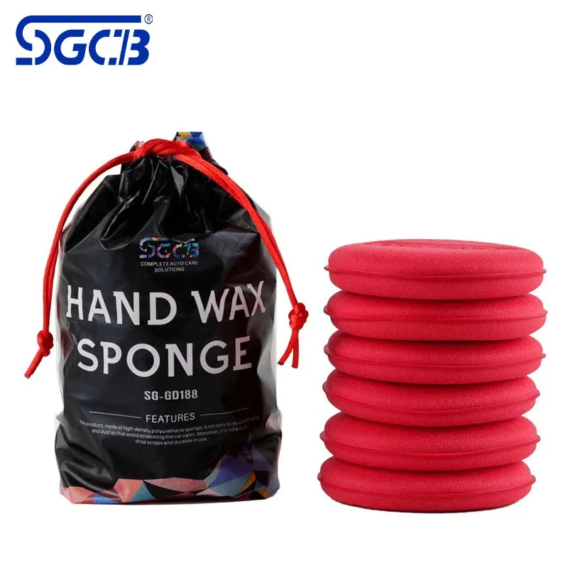 SGCB Pro Car Foam Sponge Wax Applicator Cleaning Detailing Pads Wax Soft Sponge Cleaning Auto Detailing Accessories 5/6 PCS