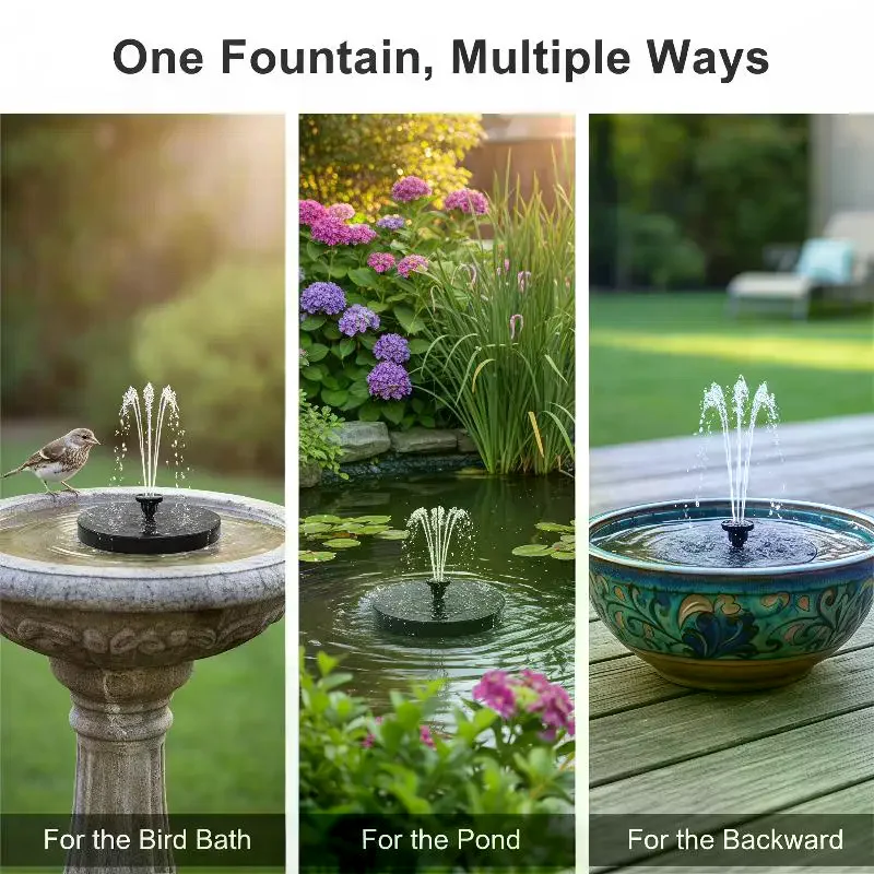 Mini Solar Water Fountain: Solar-Powered Pool Pond Waterfall Outdoor Garden Decoration Bird Bath