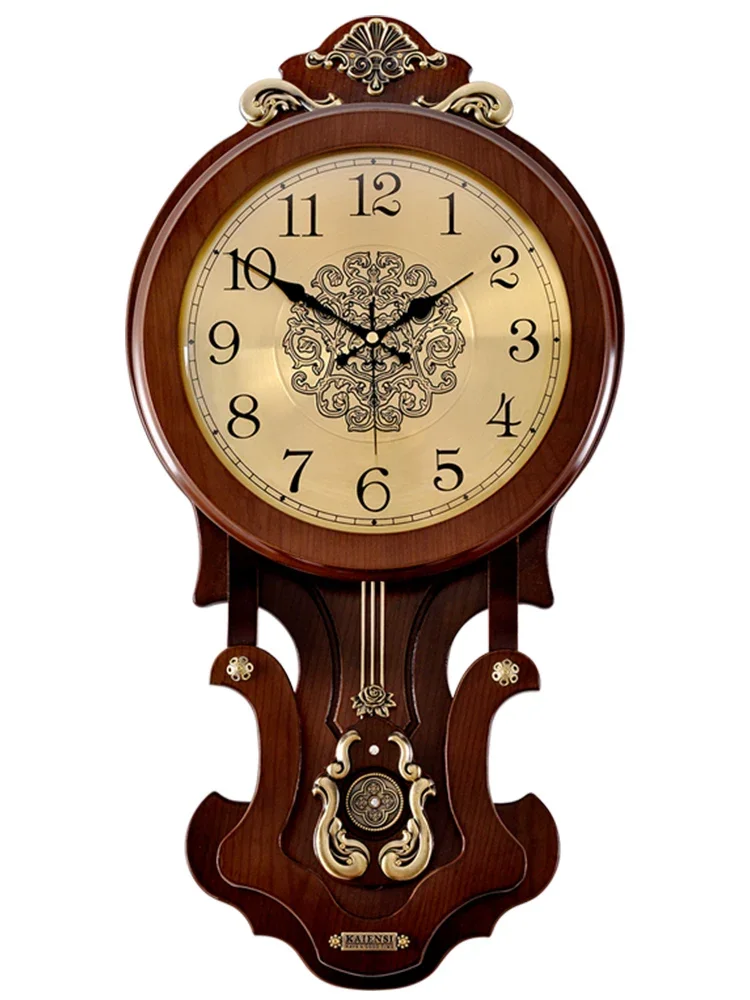 European Wall Clock Vintage Pendulum Clock Wall Decor Bell Living Room Radio Clocks Home Chinese Style Duvar Saati Decor SC445