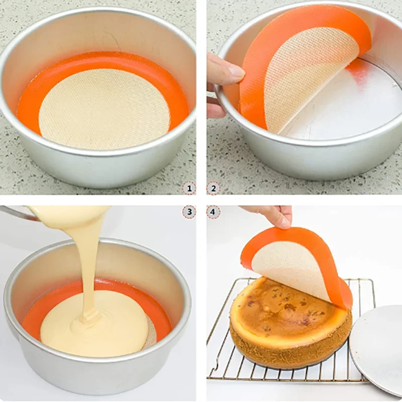 Round Non-Stick Silicone Baking Mats, reutilizáveis, Food Grade, Easy Clean, Macarons e Cookies