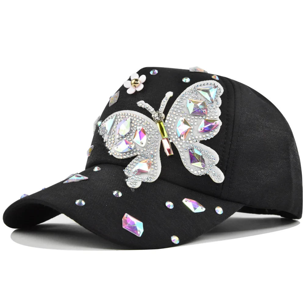 

Women's Bling Rhinestone Butterfly Baseball Cap Adjustable Hip Hop Hat