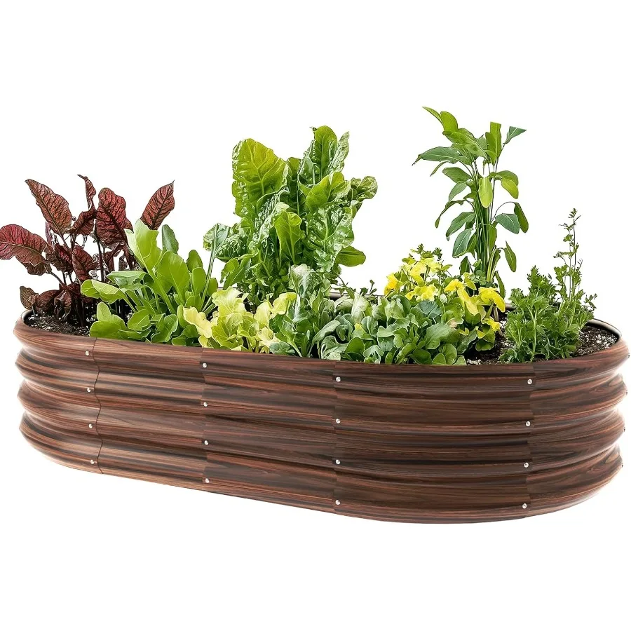 5x3x1ft Oval Galvanized Raised Garden Bed Outdoor 9-in-1 Large Metal Modular Planter Box Raised Beds for GardeningVegetables Fr