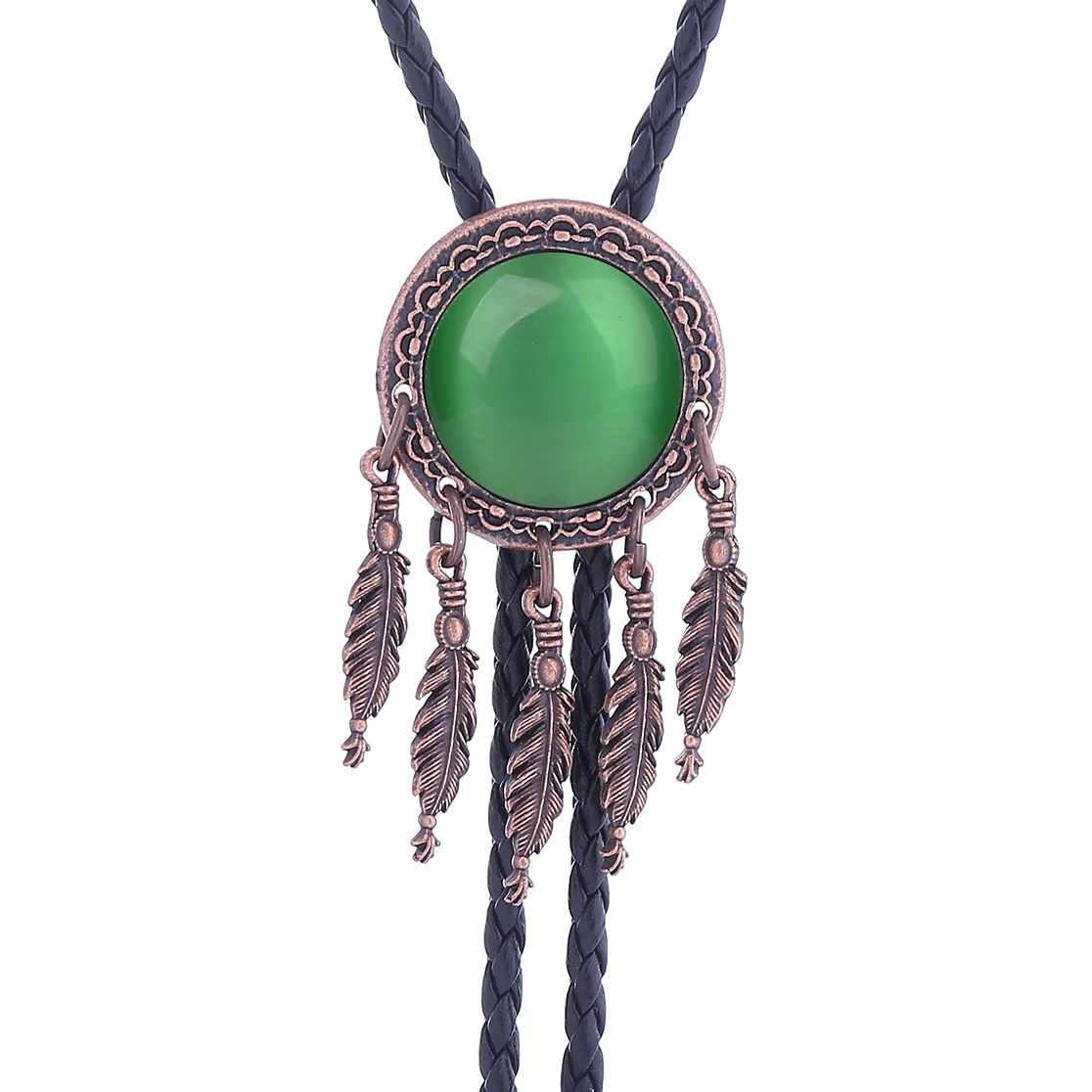 New American western fashion men and women feather stone bolo tie