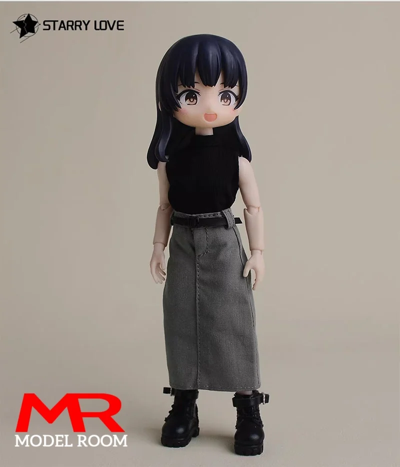 Saia Feminina de Comprimento Médio Escala 1/12 para Bonecas BJD Asi 3.0 e Figuras de Ação Romankey de 6''