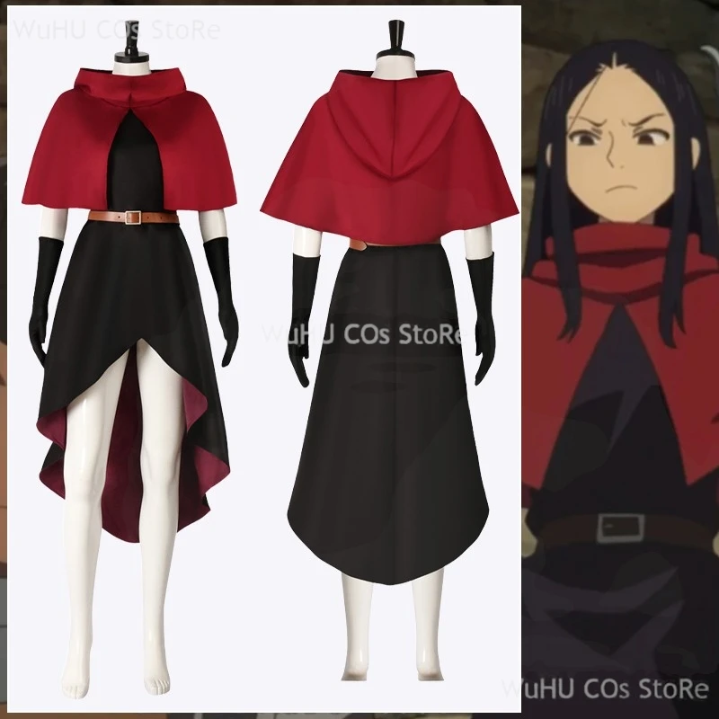 

Nino аниме Delicious In Dungeon Косплей Rinsha Fana Косплей Костюм Rinsha Косплей Парик Красный Черный Полный комплект Женщины Хэллоуин Ролевая игра