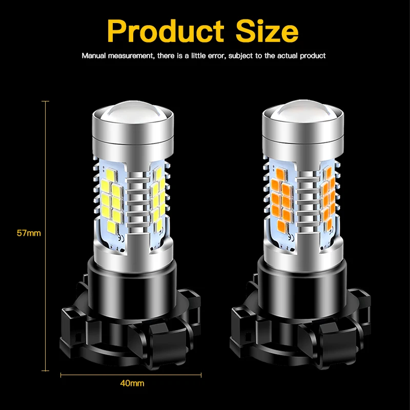 2PCS Canbus Amber Yellow PY24W 5200s LED Bulbs For BMW Land Rover Audi Front Turn Signal Lights (No Hyper Flash) Car Accessories