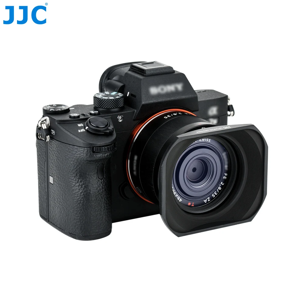 JJC Metal Square Lens Hood with Lens Cap Cover for Sony DSC-RX1 DSC-RX1R DSC-RX1RII SEL50F18 SEL16F28 Lens Replaces Sony LHP-1