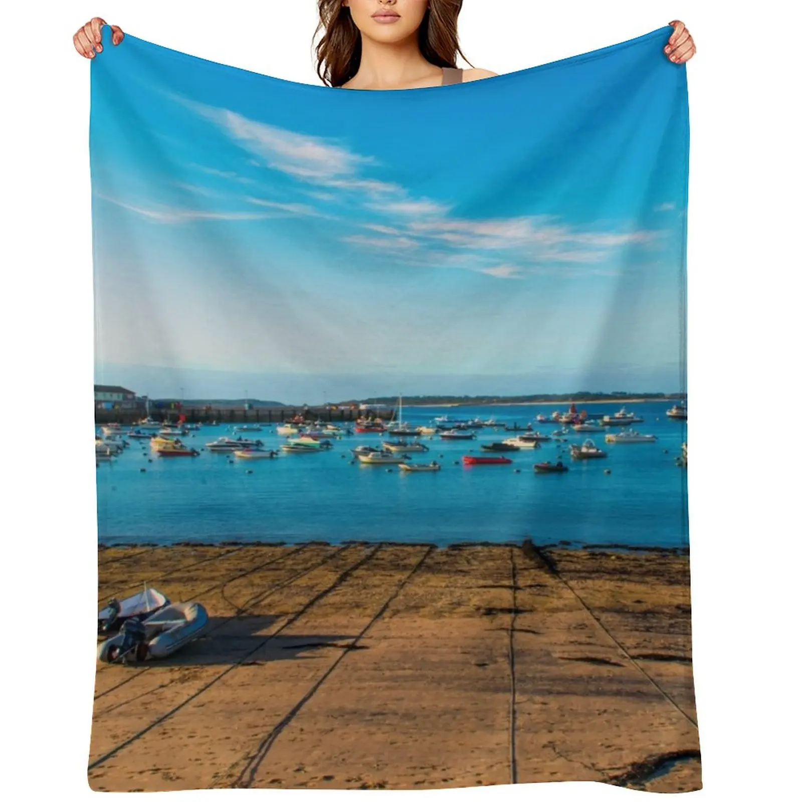 

Town Beach Throw Blanket Loose christmas gifts Luxury Polar Blankets