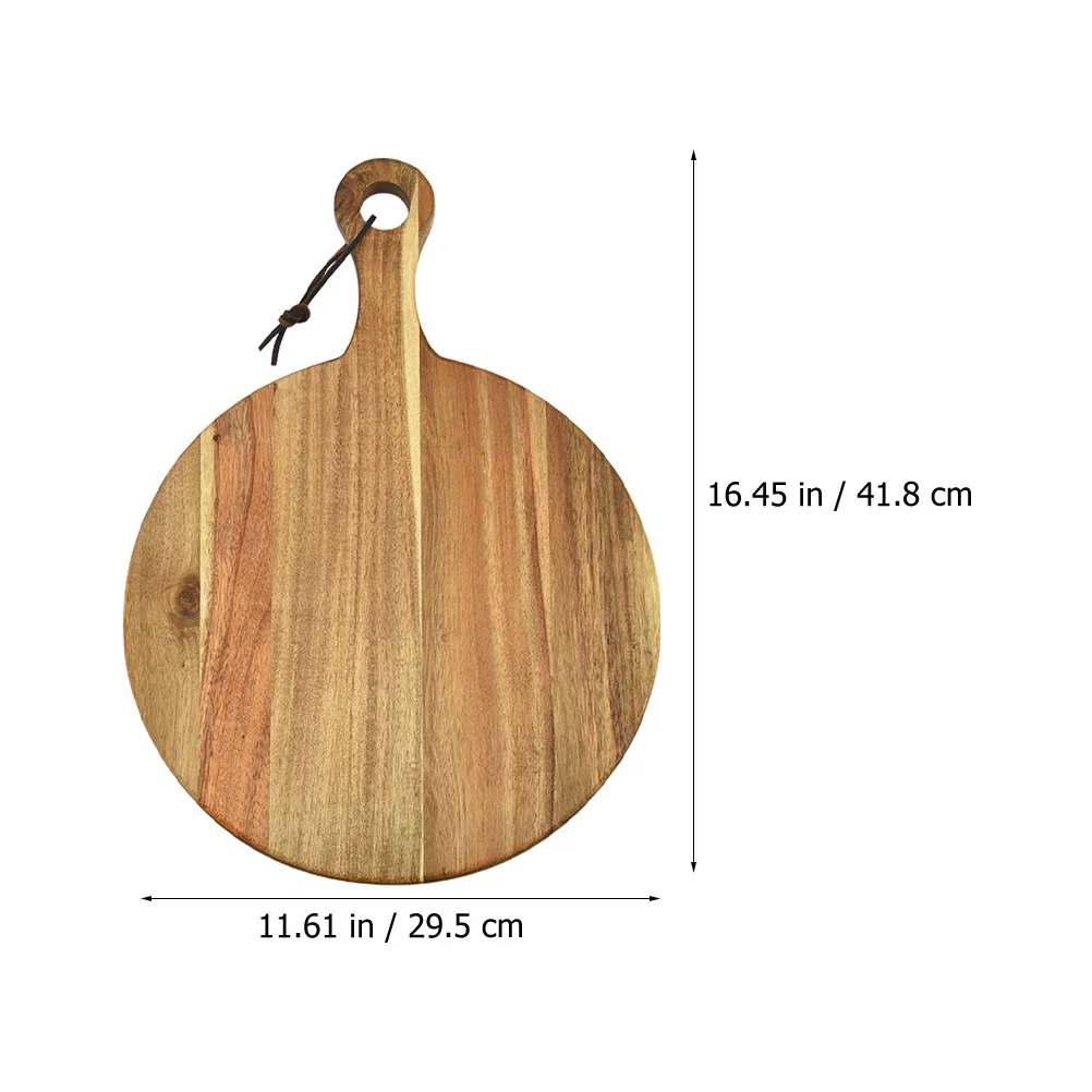 

Wooden Serving Pizza Board Round Charcuterie Tray with Handle Natural Food Serving Board for Home Kitchen Dining Room Decoration