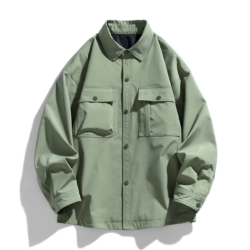 

Japanese Style Solid Color Shirt Men Long Sleeve Casual Oversized Workwear Shirt For Men Spring Autumn Outerwear Loose Fit