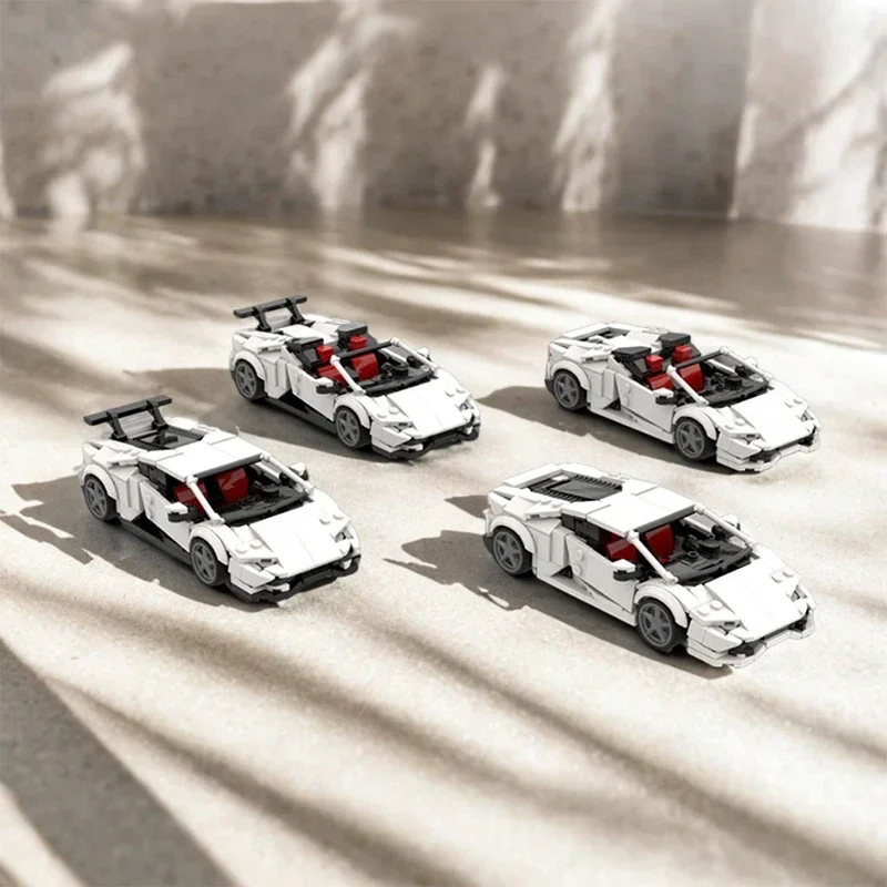 

483PCS MOC Italian Cars Huracan 5in1 8stud Wide City Champions - White DIY Building Blocks Toy For Birthday Christmas Gift