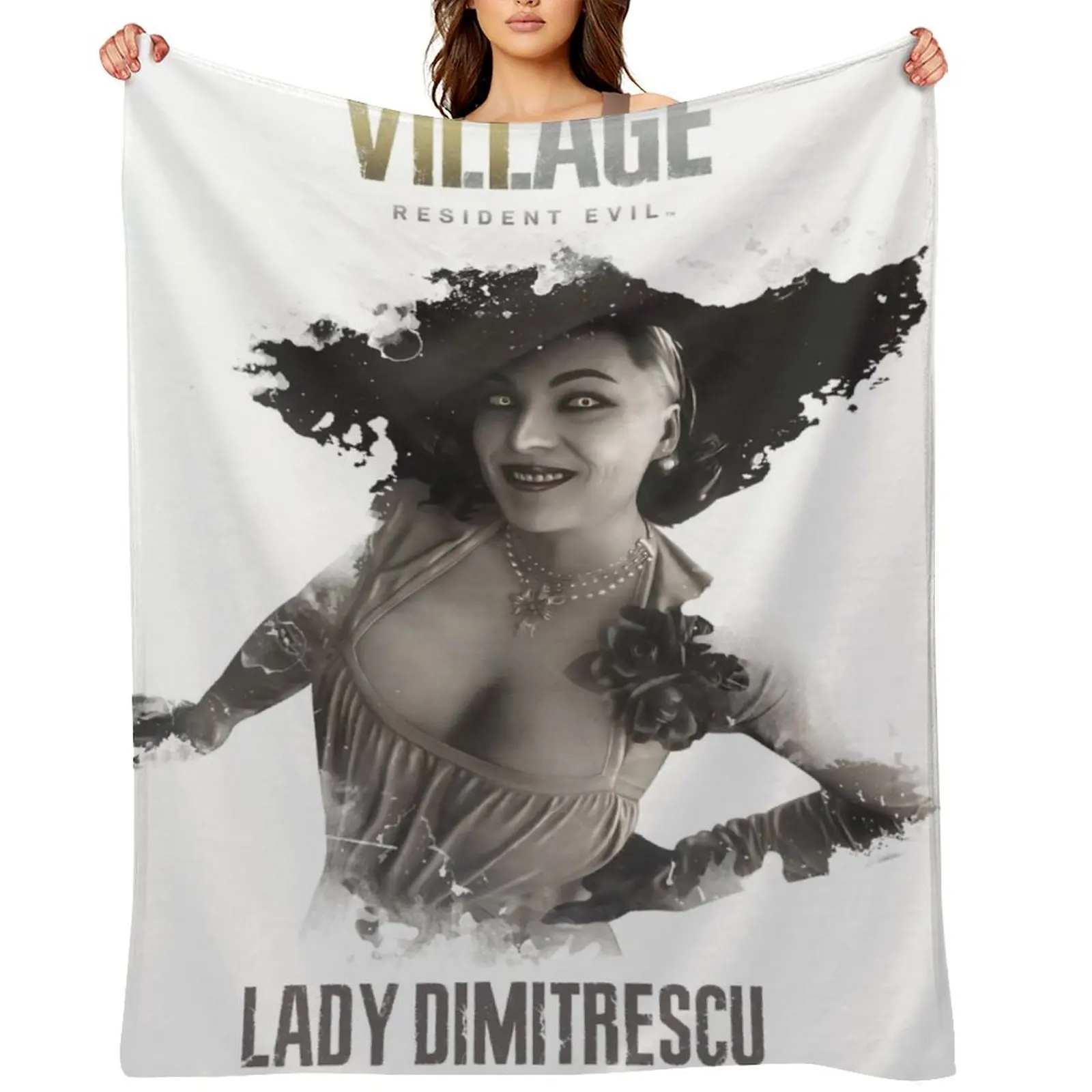 

Lady Dimitrescu RE8 VILLAGE Throw Blanket Custom Sleeping Bag Warm Beautifuls Blankets