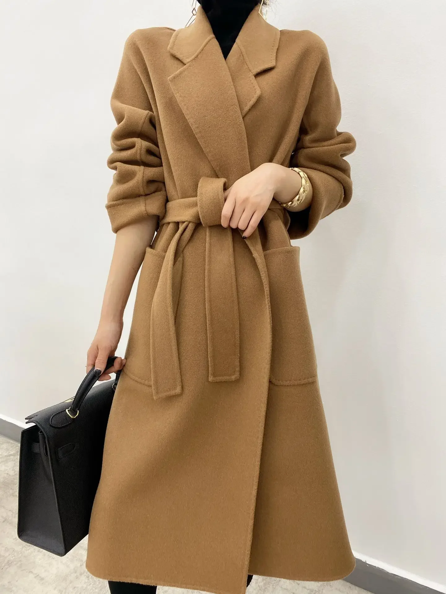 

Double-sided cashmere coat women's medium and long 22 autumn and winter wool coat double-sided suit woolen coat women's short