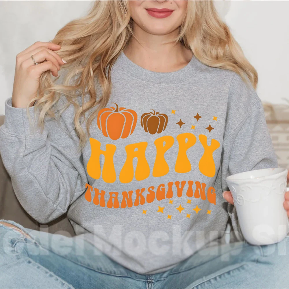 Happy Thanksgiving Women Clothes Thanksgiving Dinner Women's Clothing Cheetah Pumpkin Women's Clothing Fall Pumpkin Sweatshirt's