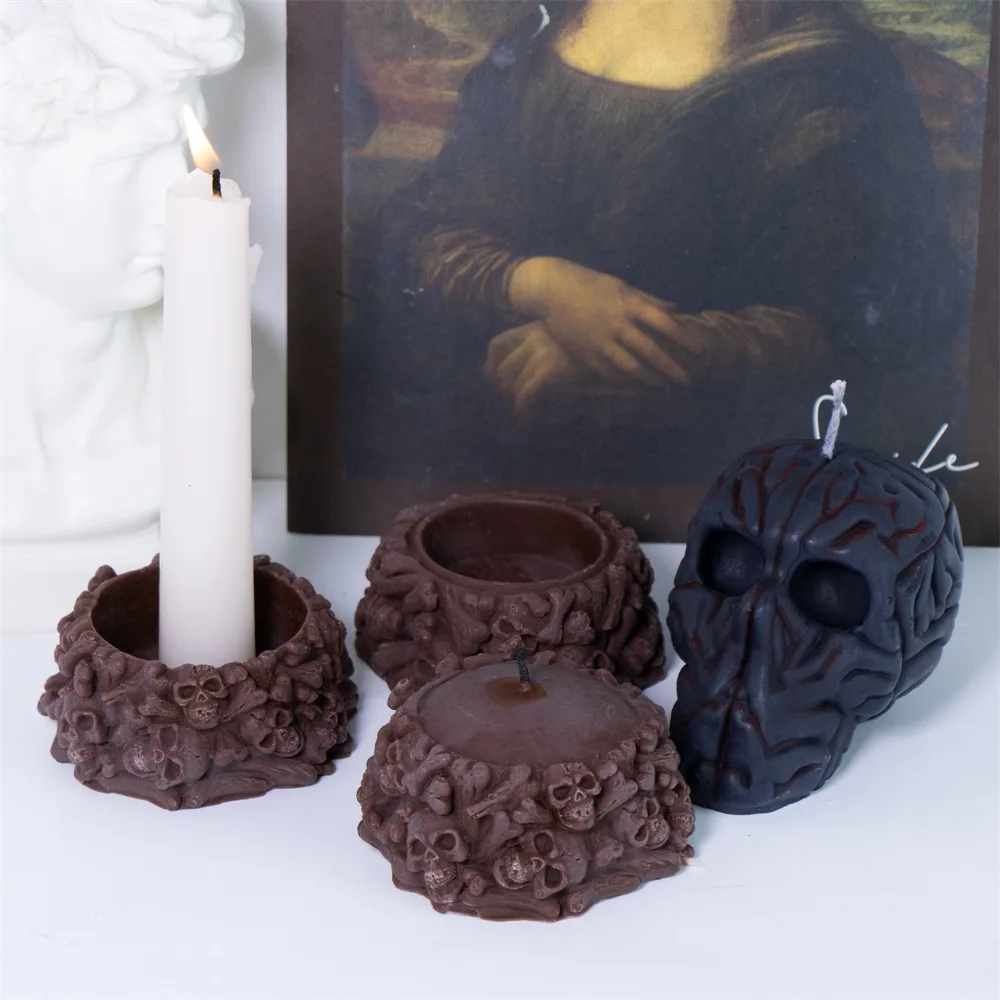 

Halloween Skull Silicone Molds Skull Ashtray Plaster Decoration Flower Pot Moold Incense Candle Holder Diy Epoxy Resin Molds