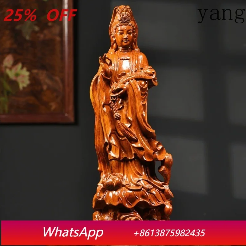 

LH Guanyin Bodhisattva Buddha statue ornament rosewood carving Ruyi Guanyin wooden home
