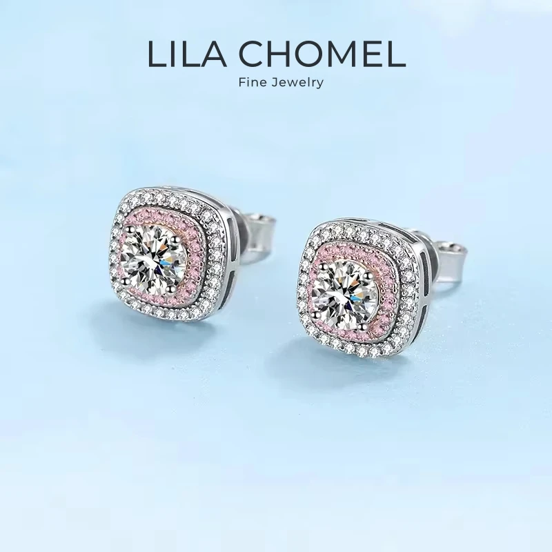 

Girlfriend Birthday Gift 18K White Gold Stud Earrings 0.5CT Moissanite Diamond Women Valentine's Day PT950 Platinum Fine Jewelry