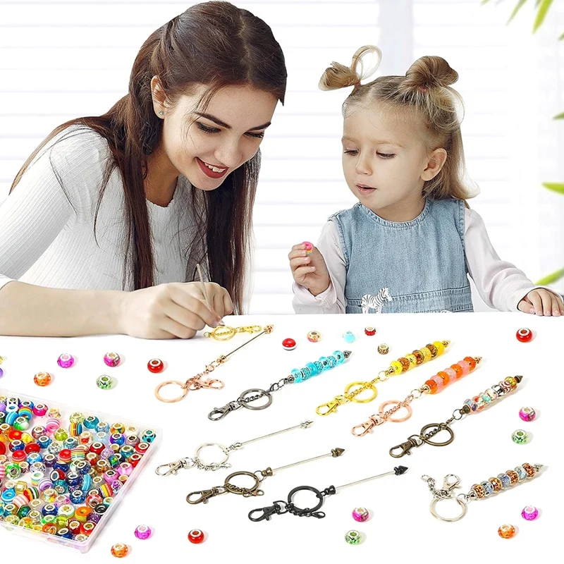 6 PCS Beadable Keychain Bars Blank Keychain Metal For Beads Beaded Keychain For Keychain