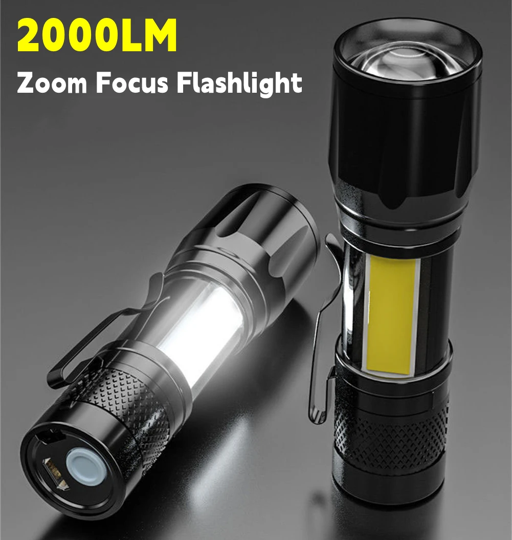 Zoom Focus Flashlight Rechargeable LED Flashlight Zoom Torch Outdoor Camping Lamp LED Lantern Waterproof Tactical Flashlight