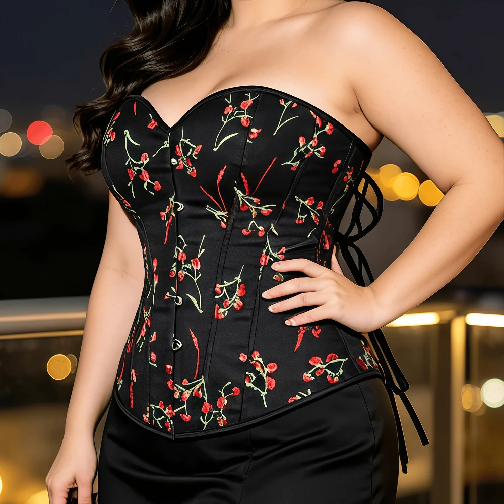 corpete-plus-size-com-bordado-de-cerejas-fecho-frontal-amarracao-nas-costas-modelador-de-cintura-top-bustier-sexy-para-o-halloween