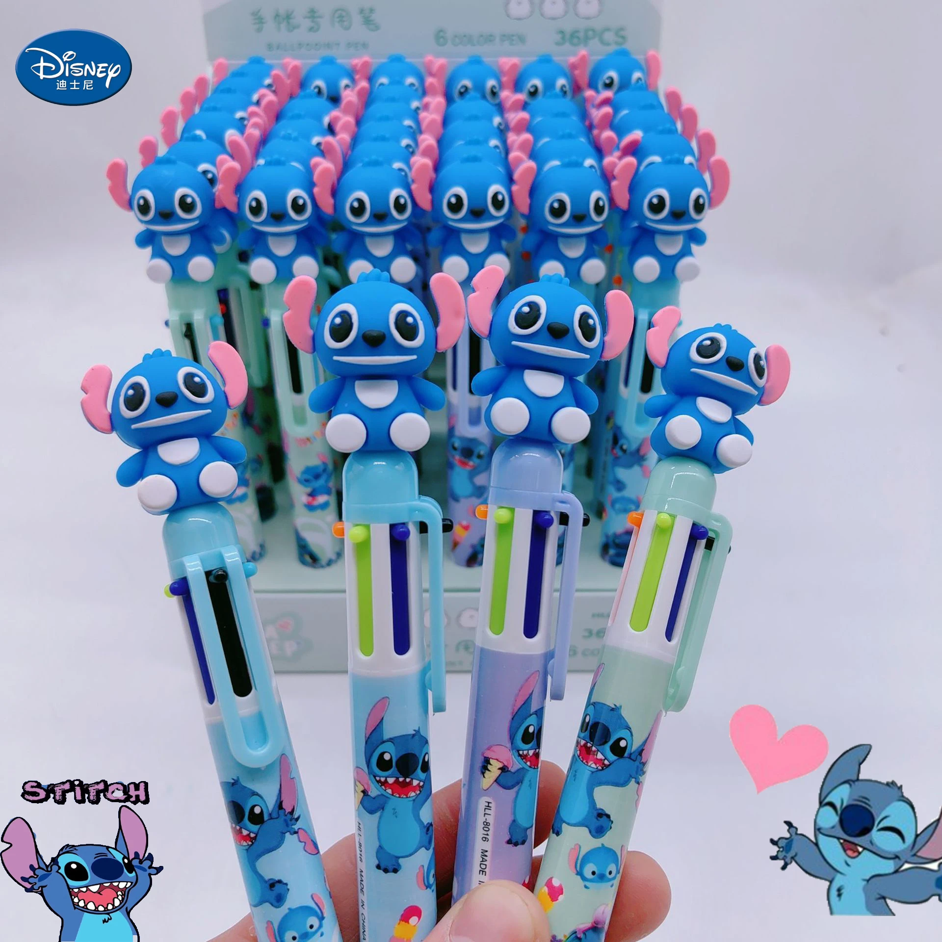 Disney Stitch Doll Stationery Black Pen Toys Anime Figure Cartoon Stitch 6 color Student Write Pen Boys Girls Children's Gift