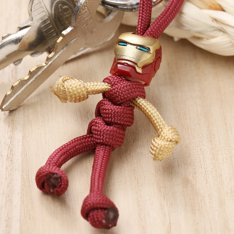 Disney Marvel Spiderman Key Hung Chain Movie Anime Figure Ironman Hulk Spider-Man Cartoon Dolls Backpack Rope Weaving Keychain