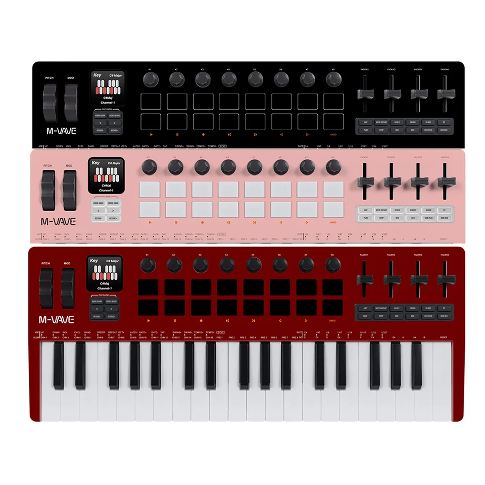 M-VAVE SMK-37 PRO MIDI Keyboard 37 Key with 8 Knobs & 16 RGB Pads