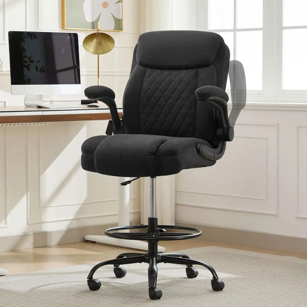 Adjustable Height Ergonomic Office Chair with Footrest, Padded Seat, and Lumbar Support