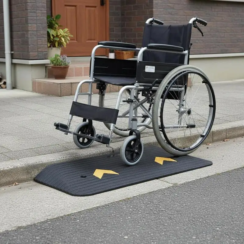 

Upgraded Rubber Threshold Ramp, 3" Rise Door Ramp with 1 Channel, Natural Rubber Car Ramp with Non-Slip Textured Surface, 33069 lbs Load Capacity Curb Ramp for Wheelchair and Scooter