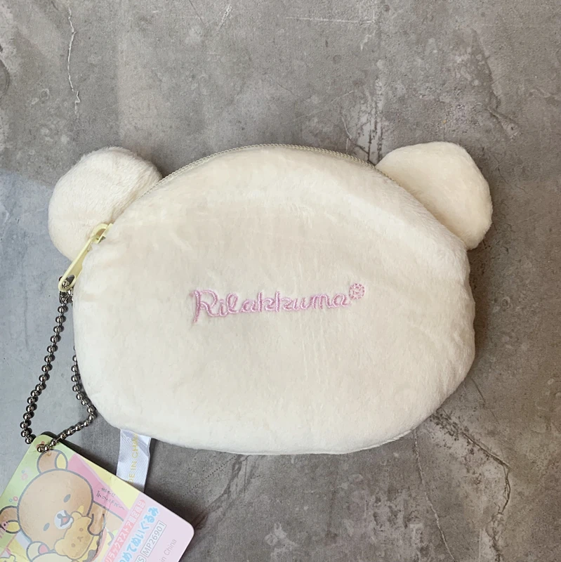 Rilakkuma Korilakkuma Plush Coin Purse Women Wallet Anime Bear Head Coin Pouch Holder Small Organizer Storage Bag