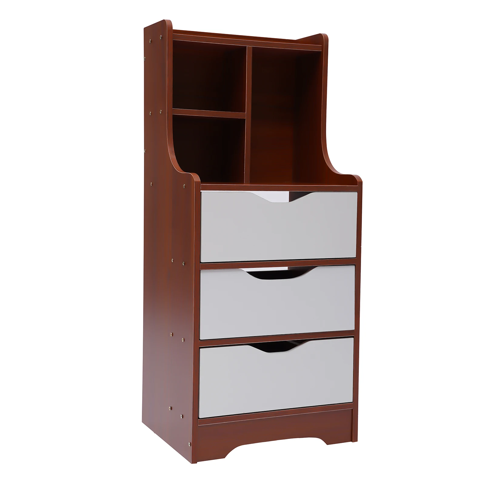 Nightstand 3 Drawers with Open Storage Cabinet Bedroom Side Stand Cabinet Tall Nightstand Bedside Tables with Storage