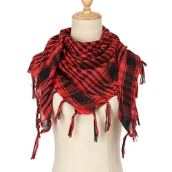 Men Women Scarf Plaid Tartan Lightweight Cotton Keffiyeh Scarf for Winter Square Shawl Scarf Tactical Neck Warmer Cover