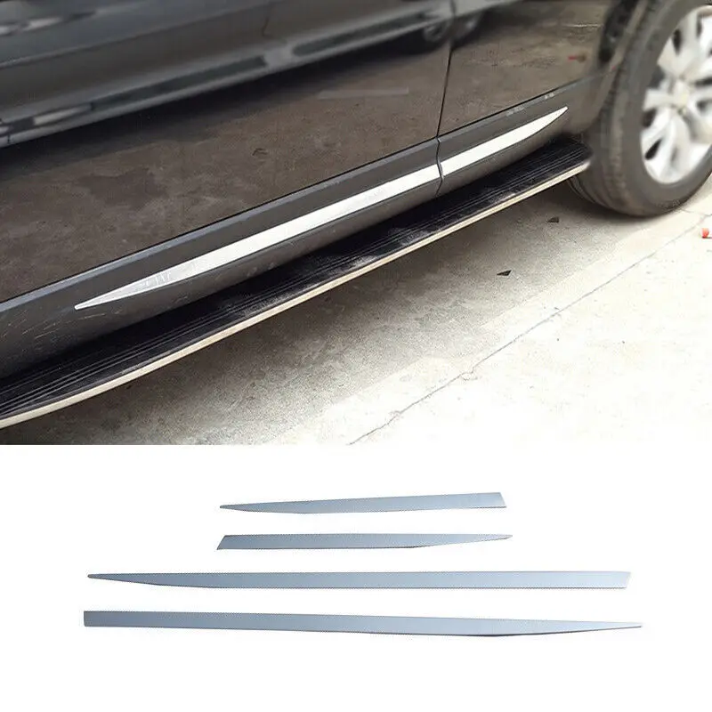 

4X Silver Chrome Door Body Side Molding Cover Trim Decor For Range Rover Sport 2014-2021